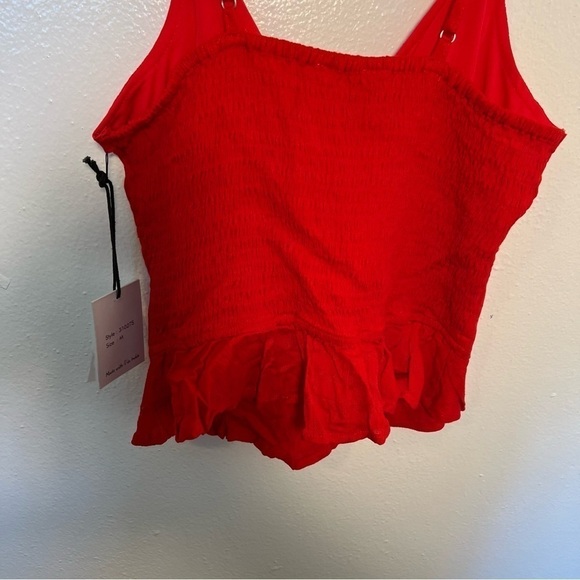 Japna Red Tank Top Faux Button Tie Front - Picture 8 of 10